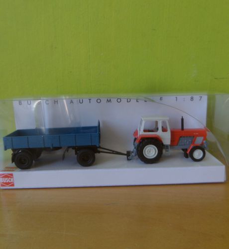 Busch H0 54200 Tractor Fortschritt met aanhanger