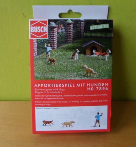 Busch H0 7896 Apporteer spel met honden