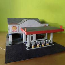 Metcalfe H0 Grote garage met Shell tankstation