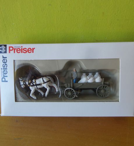 Preiser H0 30470 Boeren wagen met meel zakken