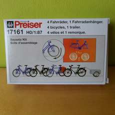 Preiser H0 17161 4x fietsen + aanhanger