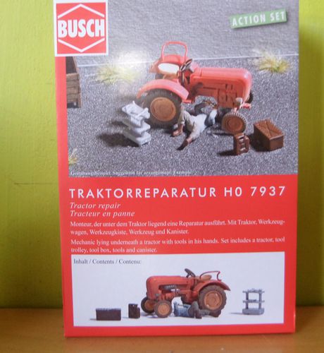 Busch H0 7937 Actie scene Tractor repareren