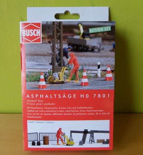 Busch H0 7801 Asfalt zaag + figuur
