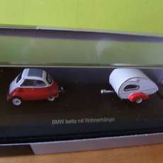 Schuco H0  BMW Isetta + caravan