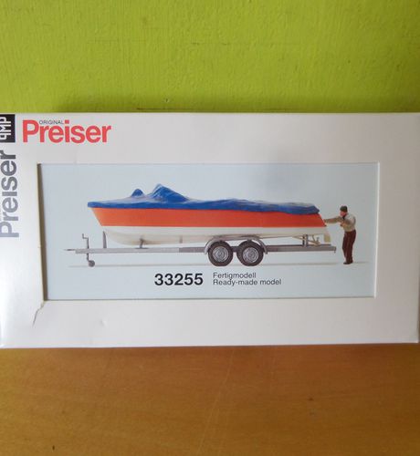 Preiser H0 33255 Motorboot op aanhanger