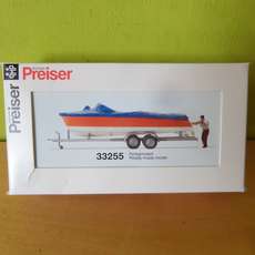 Preiser H0 33255 Motorboot op aanhanger
