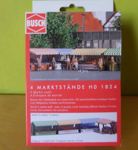 Busch H0 1824  4 marktkramen