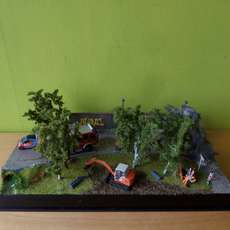 Diorama H0 "Brandweer helpt de politie "