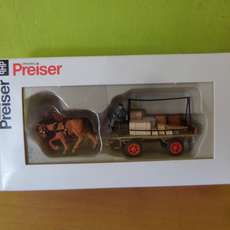 Preiser H0 30434 Paarden wagen met laadgoederen