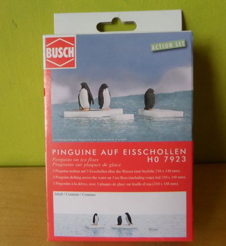 NIEUW ! Busch H0 7923 Pinguins op ijsschotsen