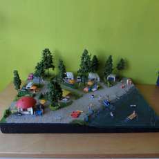 Diorama H0 Nudisten strand met camping